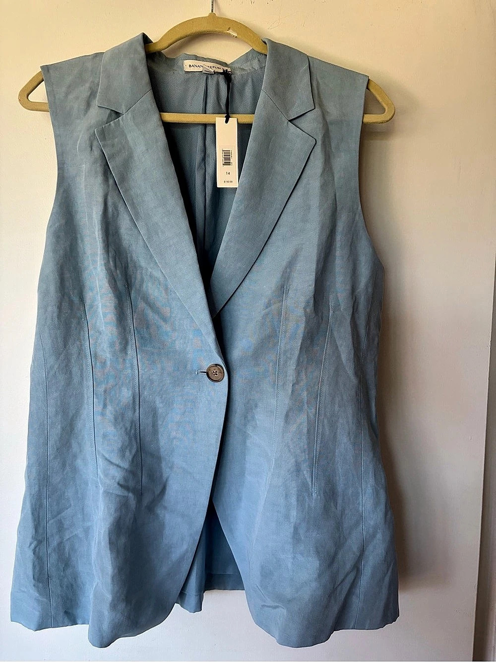 Banana Republic Blue Sleeveless Vest Size 14 NWT